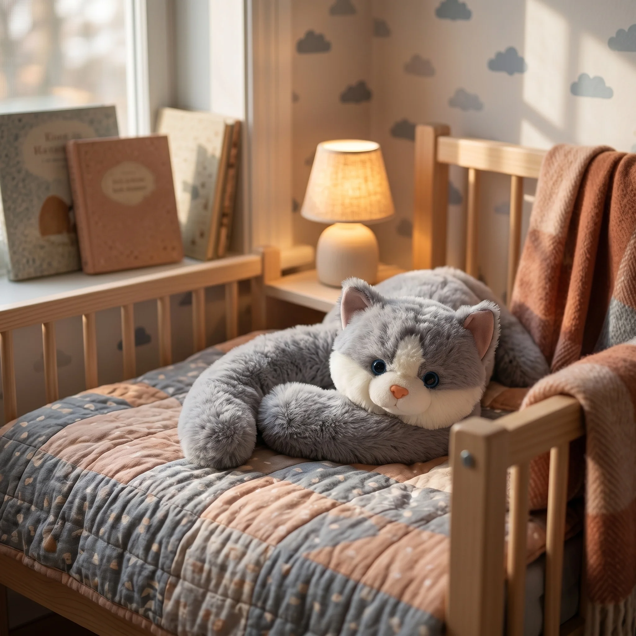 Gray Cat Weighted Plush, Cozy Hugging Pillow with Weighted Paws, Anxiety Relief Stuffed Animal for Sleep