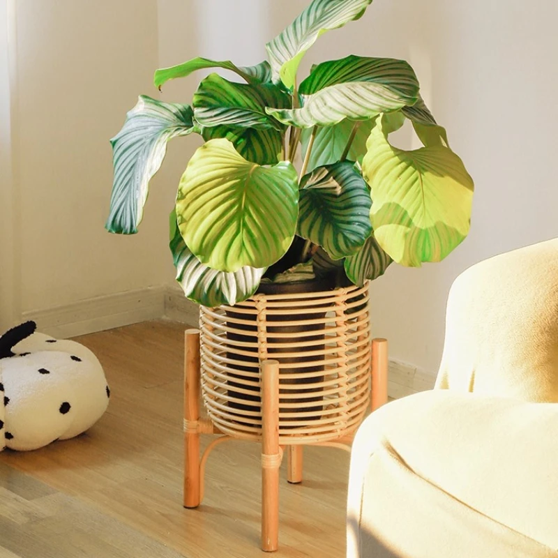 Minimalist Indoor Flower Shelf for Living Room Creative Floor Standing Flowerpot Holder Garden Decor Nordic Rattan Plant Stand - Image 6