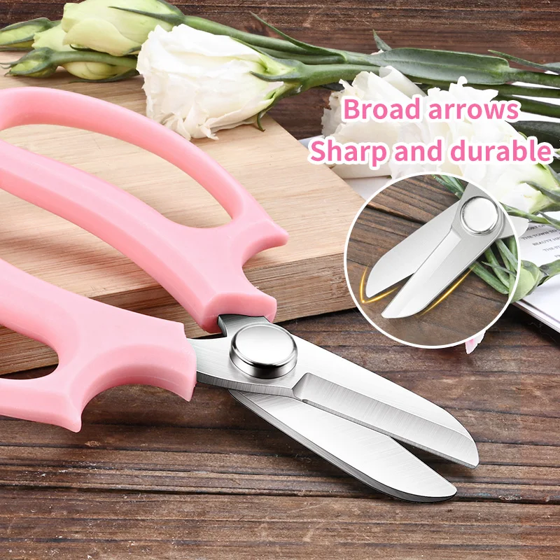 Aço inoxidável jardinagem tesouras, Professional Flower Shears, Punho confortável, Bandeja de poda Ferramentas de corte ao ar livre
