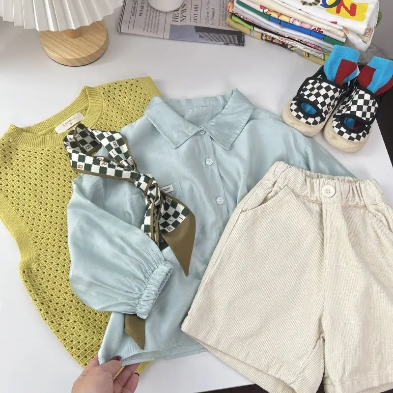 3 PCS set Spring Autumn Boys Clothing set Casual knit vest+ top+ Pant Kid Children baby toddler korea designer clothes 2-10 year