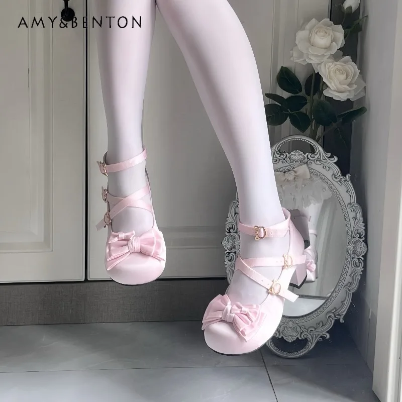 الأصلي لوليتا أحذية لوليتا أحذية عالية الكعب مزاجه أنيقة الساتان الباليه نمط الأميرة أحذية 5 سنتيمتر بلون تنوعا #3