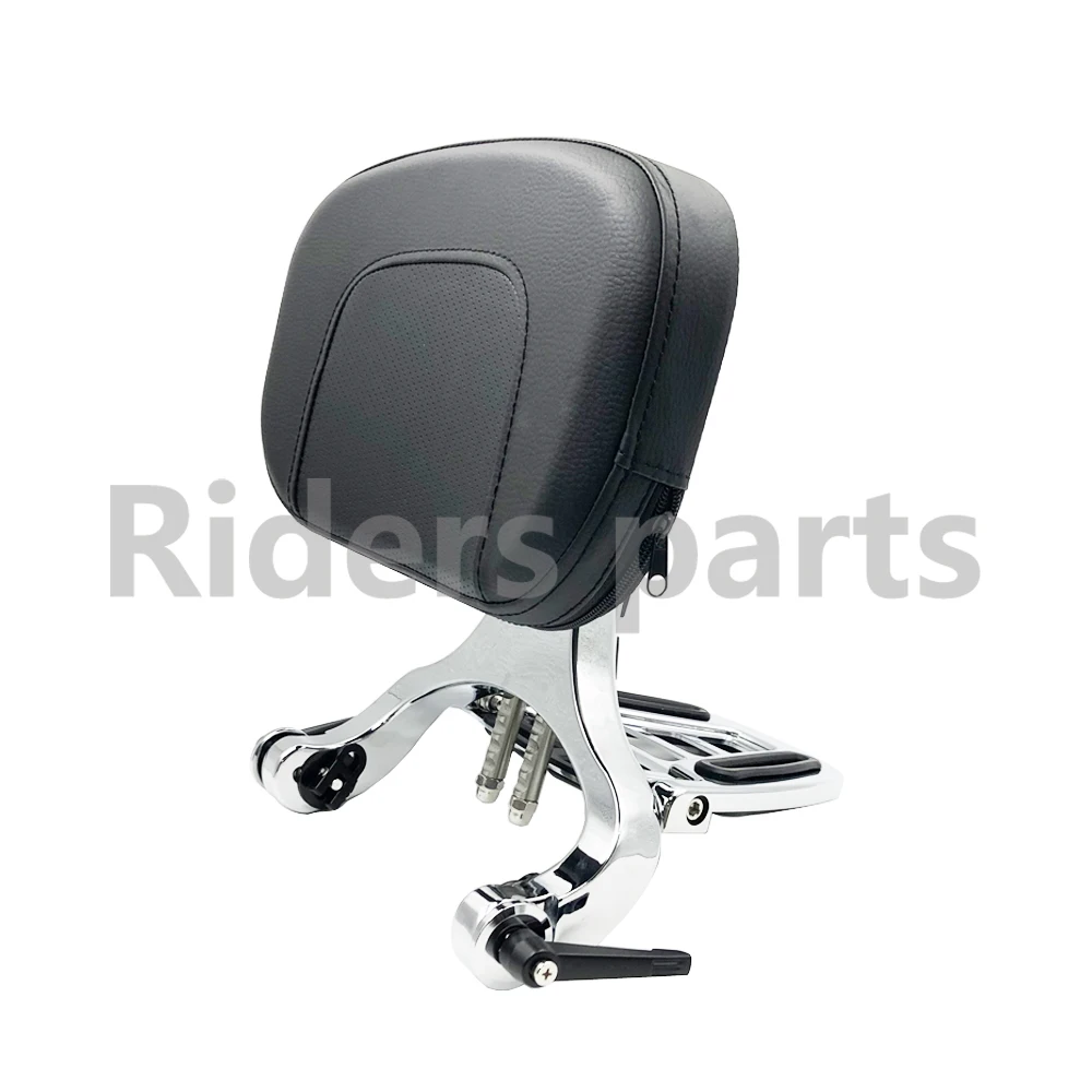 Multi-Purpose Driver Passenger Backrest Black Chrome For Honda Rebel 300 Honda Rebel 500