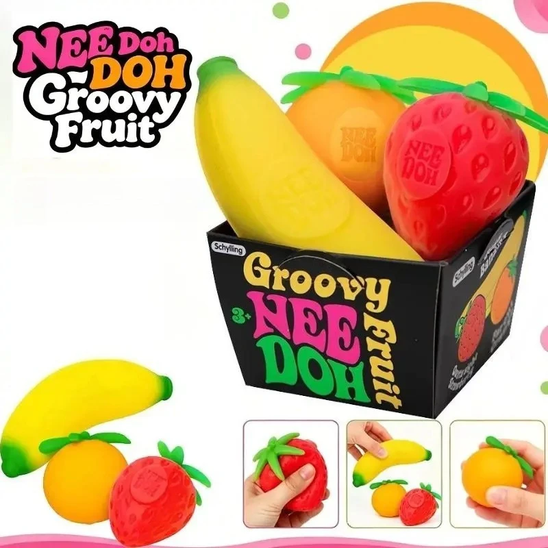 Brand-new Explosion Simulation Fruit Combination Slow Rebound Pinch Music Decompression Toy Banana Strawberry Orange Wholesale