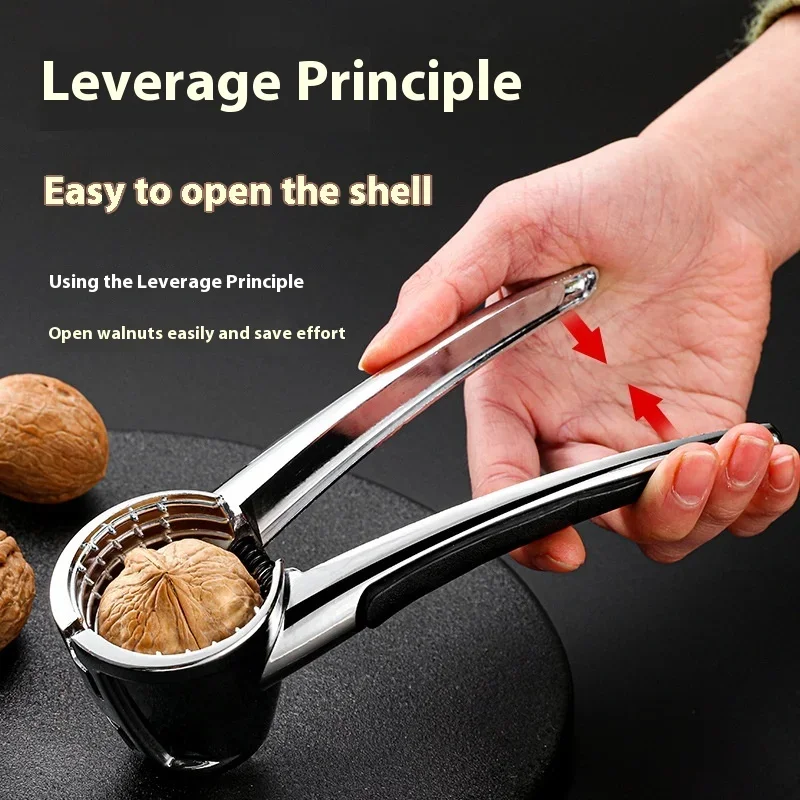 Stainless Steel Manual Nut Cracker Kitchen Gadgets High Quality Walnut Opener 2 Styles with Non-slip Handle for Household view 3