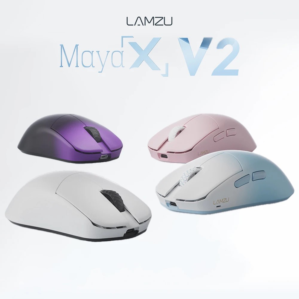 Rato de jogos sem fios LAMZU Maya X V2, com bateria de longa duração, tecnologia PAW NEXT, taxa de polling de 8K, peso de 47 g, design ergonómico e ac