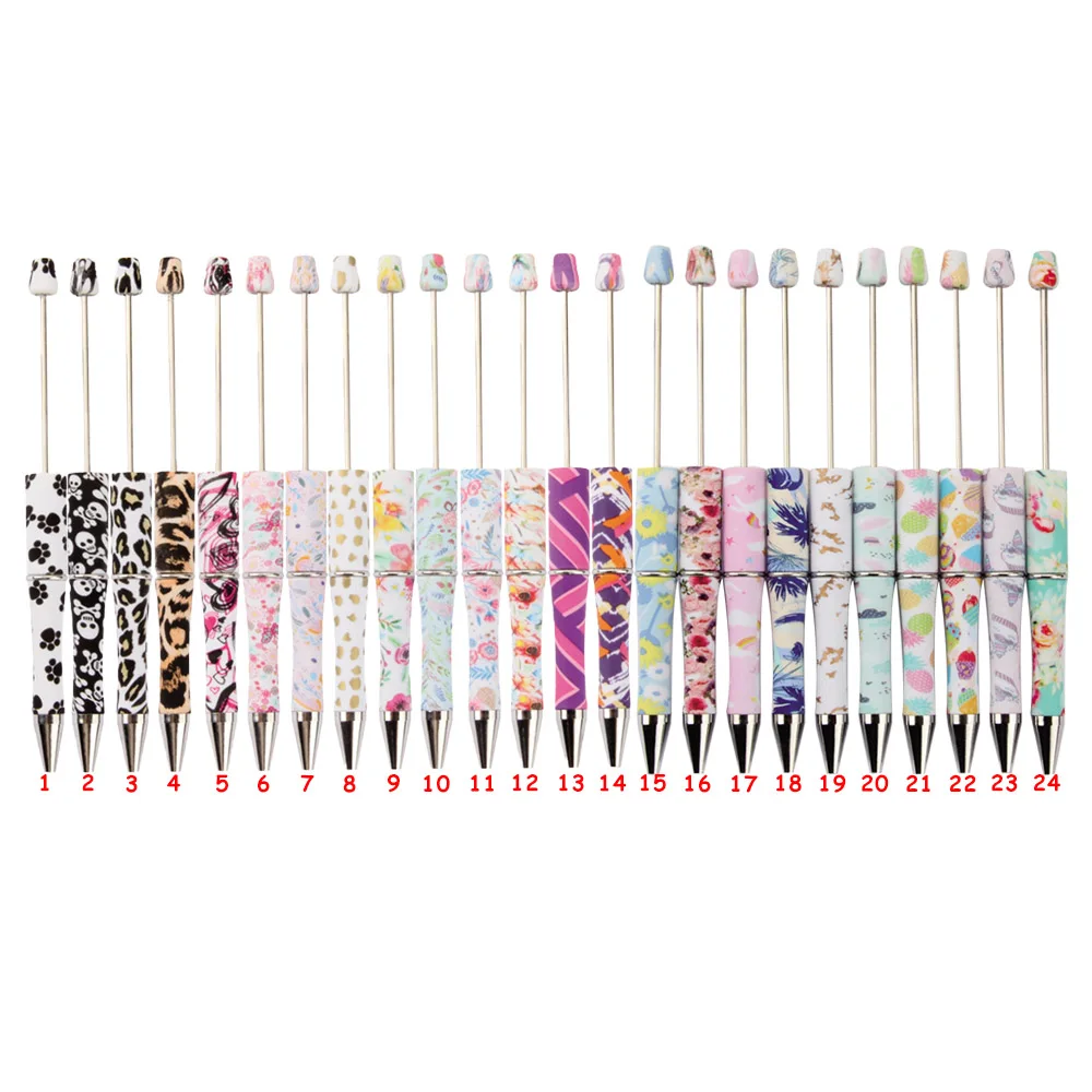 5Pcs Printed Ballpoint Pen Bead DIY  Bead Pen School Office Writing Supplies Wedding Gift