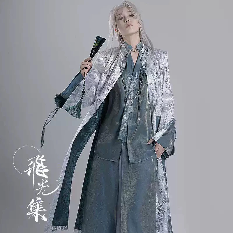 Novo Kimono de Judô Cosplay Bicolor Preto, Vermelho, Branco e Verde, Estilo Chinês Masculino, Traje de Estilo Chinês Iluminado