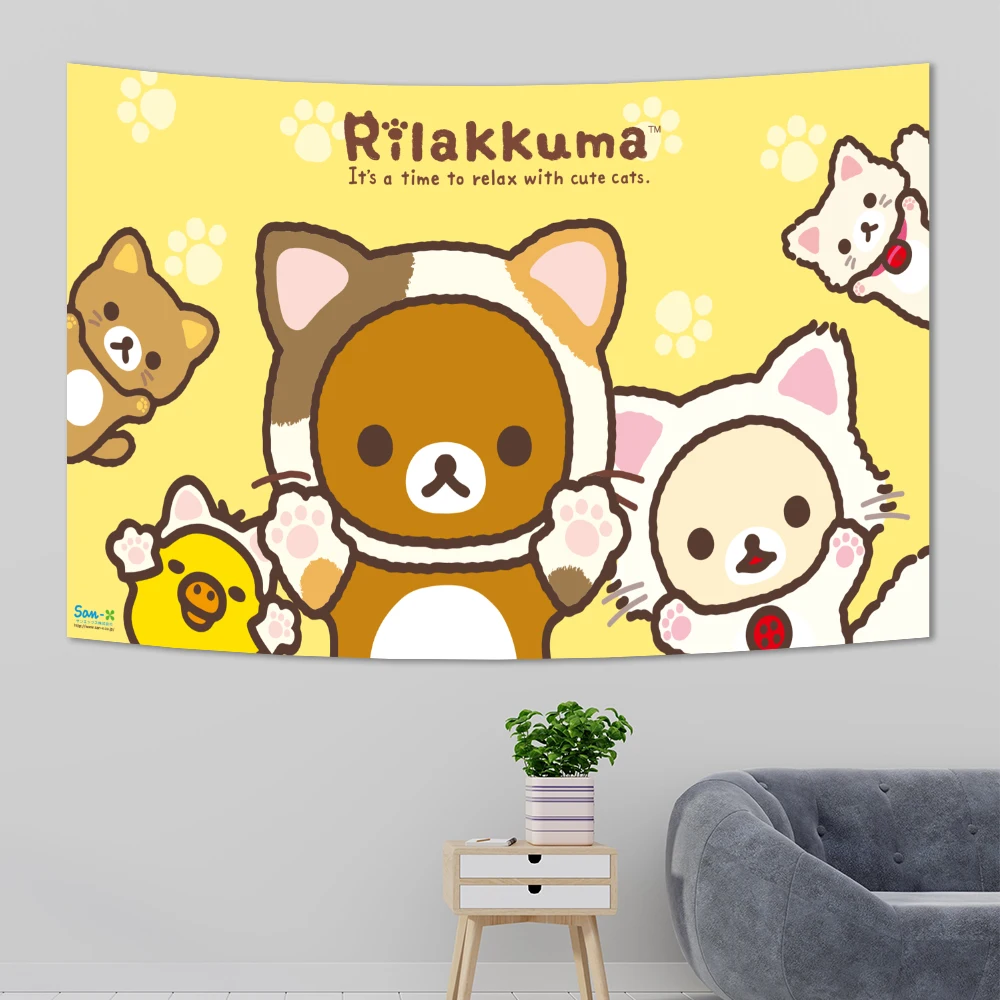 Cute Cartoon R-Rilakkuma Hippie Wall Hanging Tapestries Bohemian Wall Tapestries Mandala cheap INS Home Decor kawaii sakura