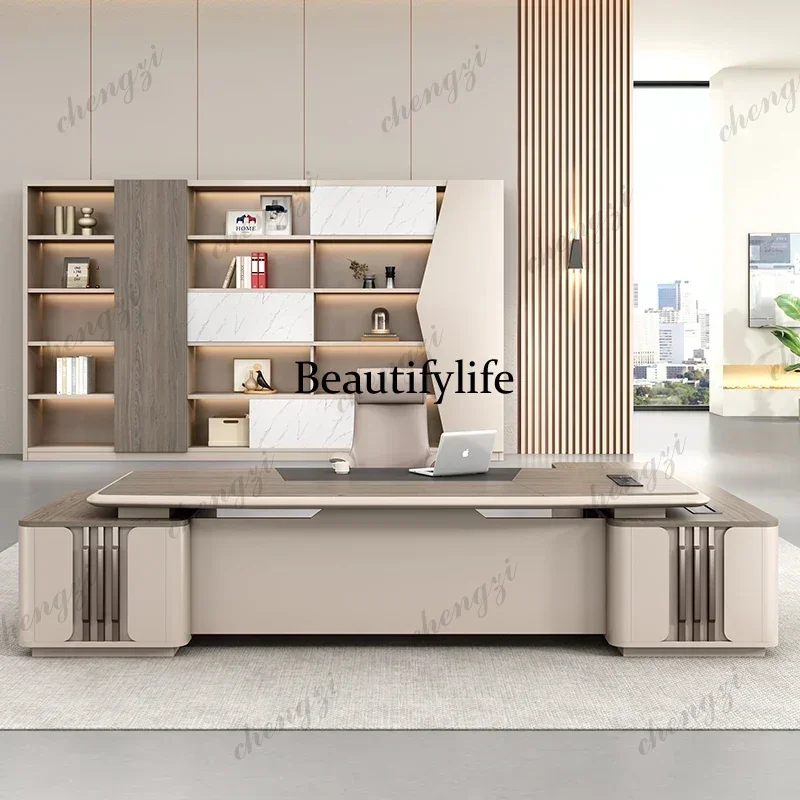 DD182Light Luxury Designer Boss Desk Simple Modern European Reading Secretary Desks Standing Filing Cabinets Schreibtisch Furnit