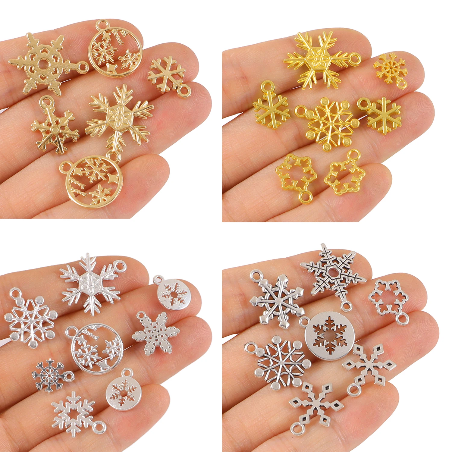 20 sztuk/partia mieszane świąteczne płatki śniegu Charms wisiorki do tworzenia biżuterii DIY ręcznie robiona bransoletka naszyjniki akcesoria