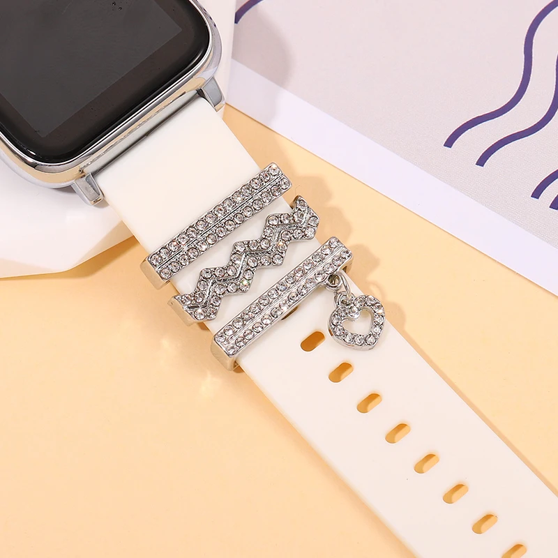 Wave Heart Ring Set per cinturino in Silicone Soft Sport Strap Charm per Iwatch Stud Decoration Charms per gioielli per bracciale Apple