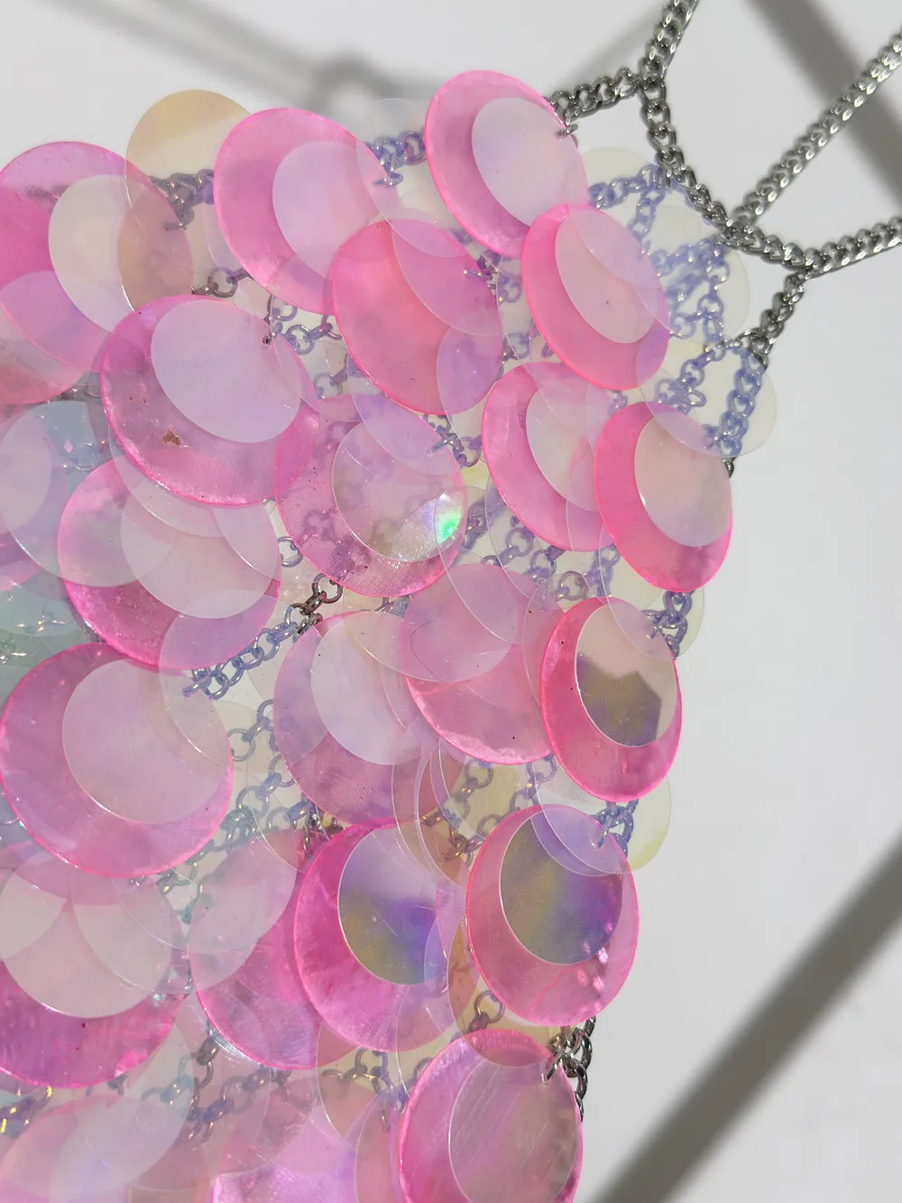 Sexy halter metal sequin Crop top women 2025 summer see through shiny Club rave outfits beach party tank top y2k streetwear Tops