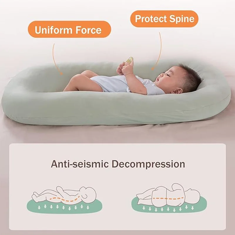 Baby Lounger Pillow for Newborn Babies 0-18 Months Infant Nest Sleeper Soft Organic Cotton Breathable Pillow Bed CarryEverywhere