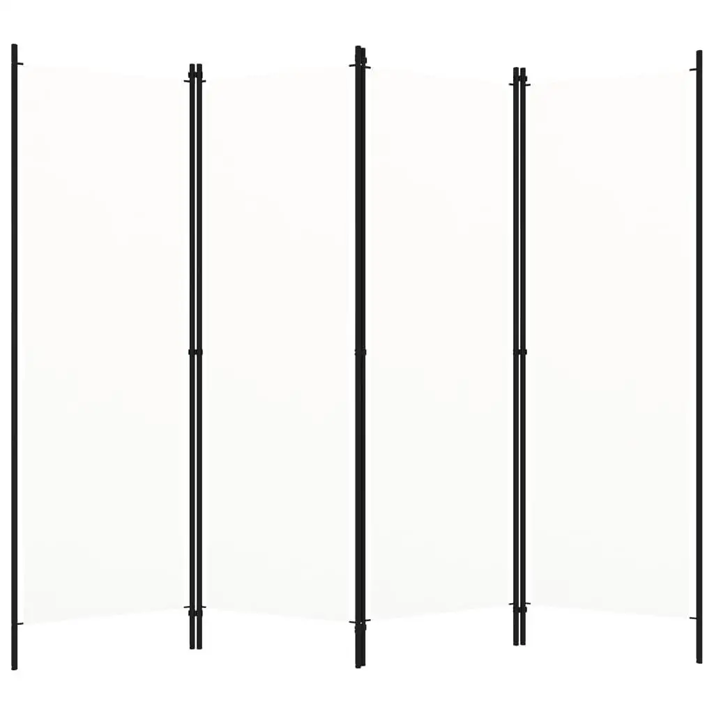 4-Panel White Room Divider, 200x180 cm - Stylish Privacy Screen for Home Decor