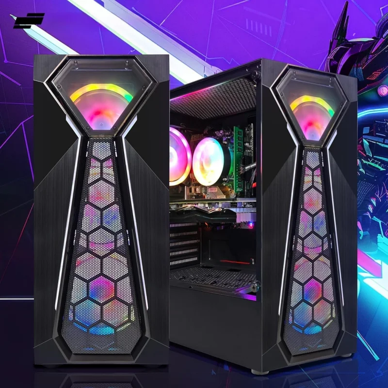 Gaming PC Desktop Computer, 10th Gen G5905 3.5GHz, Radeon RX 580 8G, 16GB RAM, 1TB SSD, WiFi, BT 5.0, RGB Fan x4 - view 5