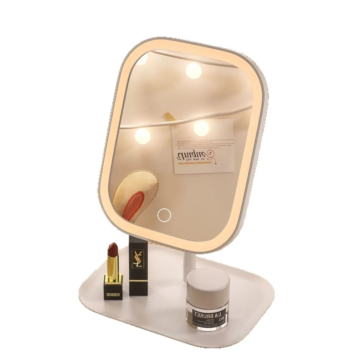 Touch Sensitive USB Rechargeable LED Vanity Mirror Multi Adjustable Lights Portable Cosmetic Mirror for Trip Home Beauty Makeup image 4
