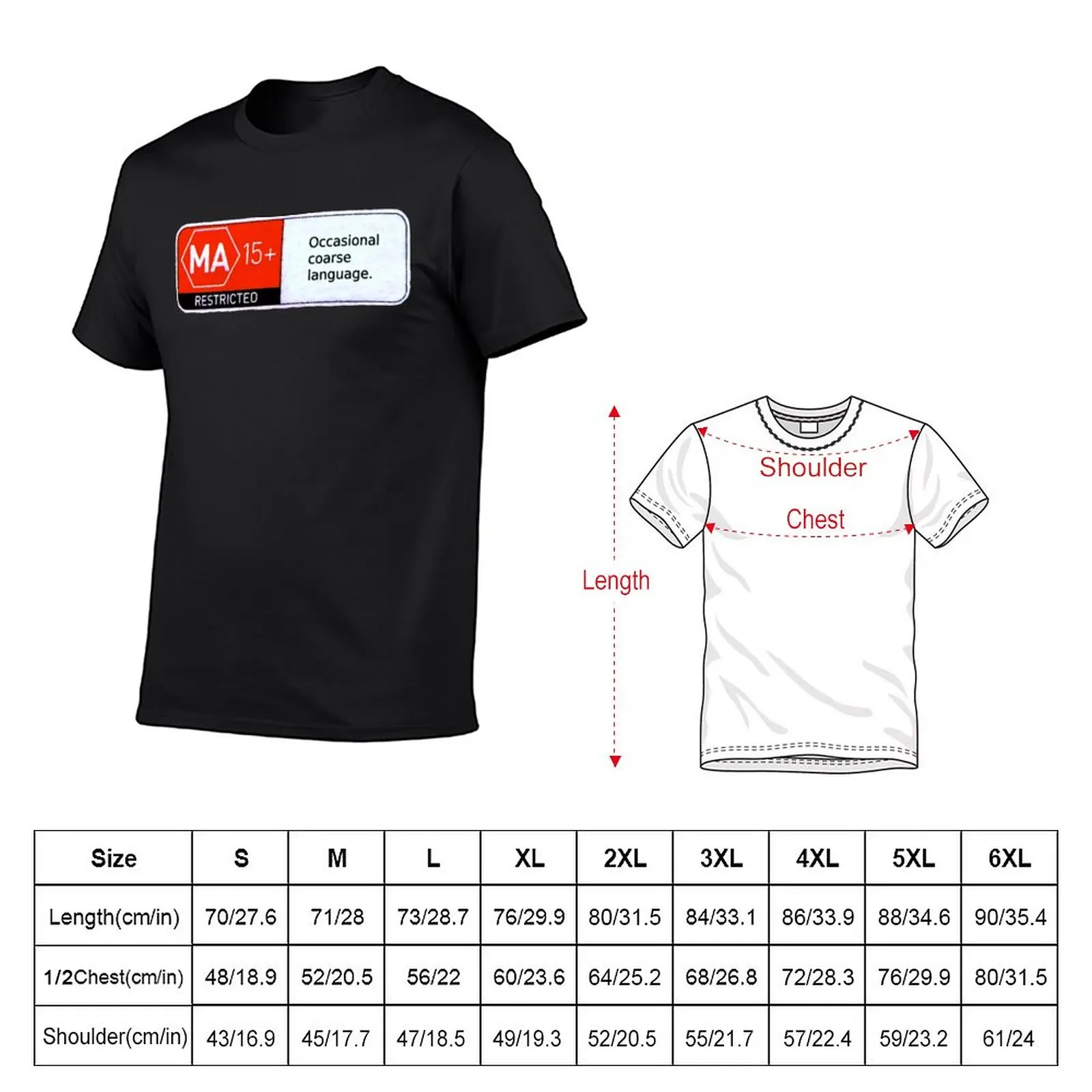 New MA15+ Occasional Coarse Language, Funny T-Shirt Aesthetic clothing vintage clothes graphic t shirt plain black t shirts men