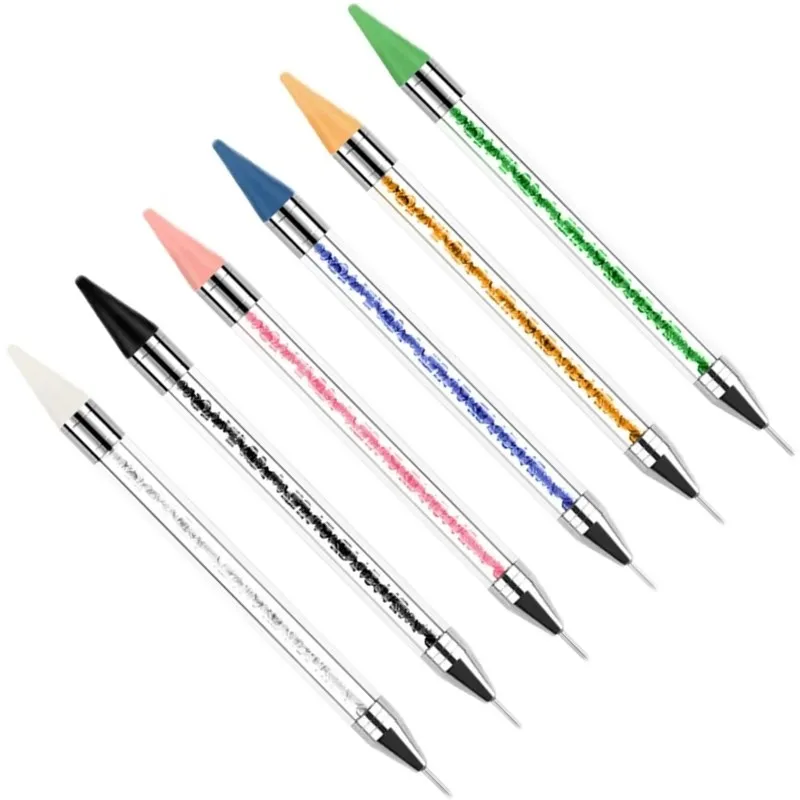 

Модная ручка для сверления красоты с кристаллами для ногтей, силиконовая головка, двойной наконечник, чехол для телефона для изготовления ювелирных изделий, сделай сам, стразы, домашний инструмент ручной работы