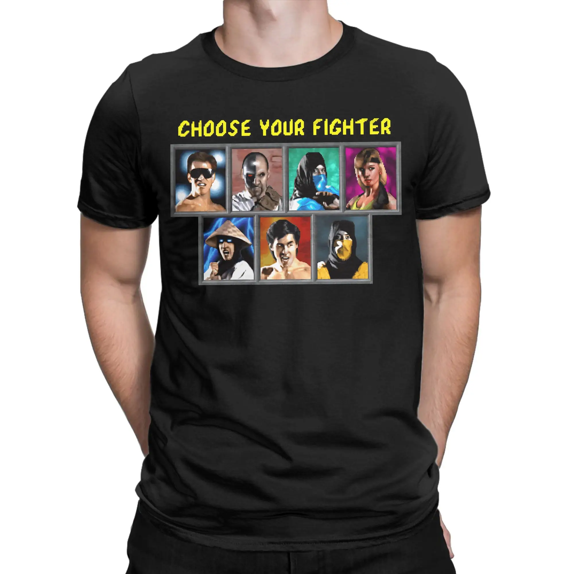 Men Game Mortal Kombat T Shirt Choose Your Fighter Pure Cotton Clothing Vintage Short Sleeve Crewneck Tees Gift T-Shirts