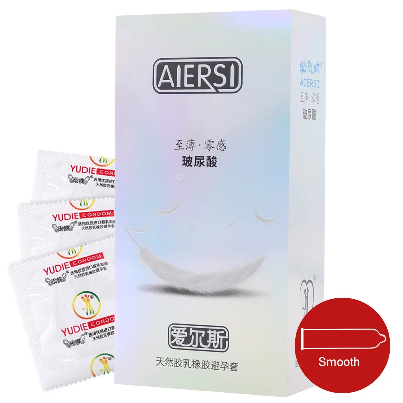 AIERSI Condoms 8 Pcs Hyaluronic Acid Ultra Thin Long-lasting Condom For Men Dots Sex Delay Ejaculation Latex Penis Sleeve