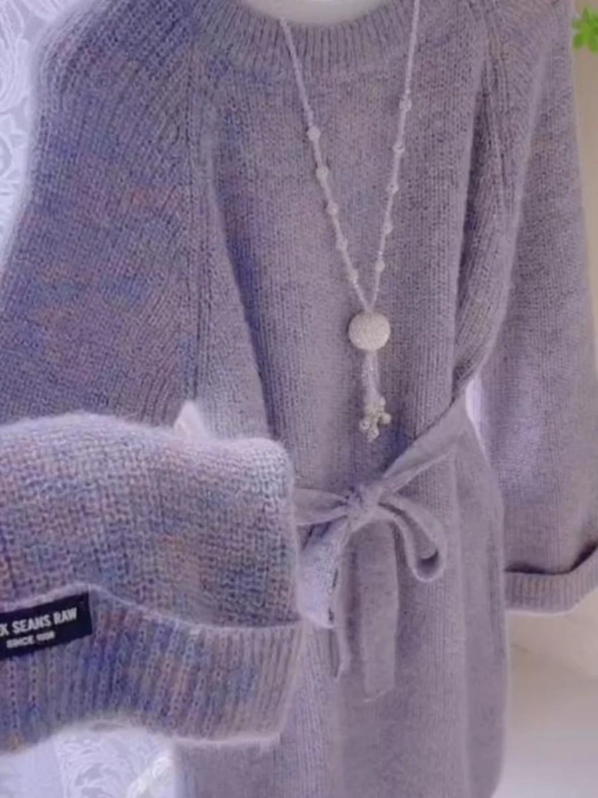 

Slimming Knitted Sweater Dr Women's Long Sve Belted Dr Comfortable Leisure Sle round Ne Warm Winter Faion Dr