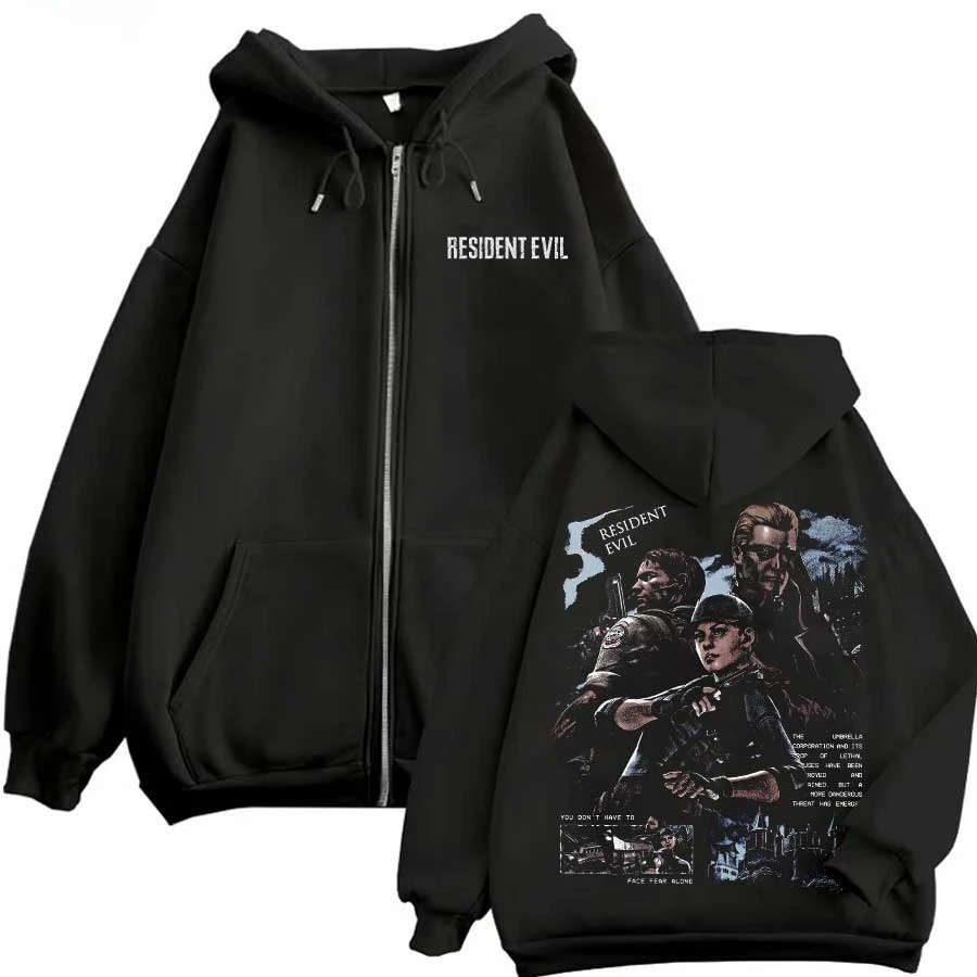 Resident Evil Game Hoodie mit Reißverschluss, Retro-Street-Style, modischer Sport-Hoodie mit Printmuster, für den Alltag und Streetwear – Detail 4