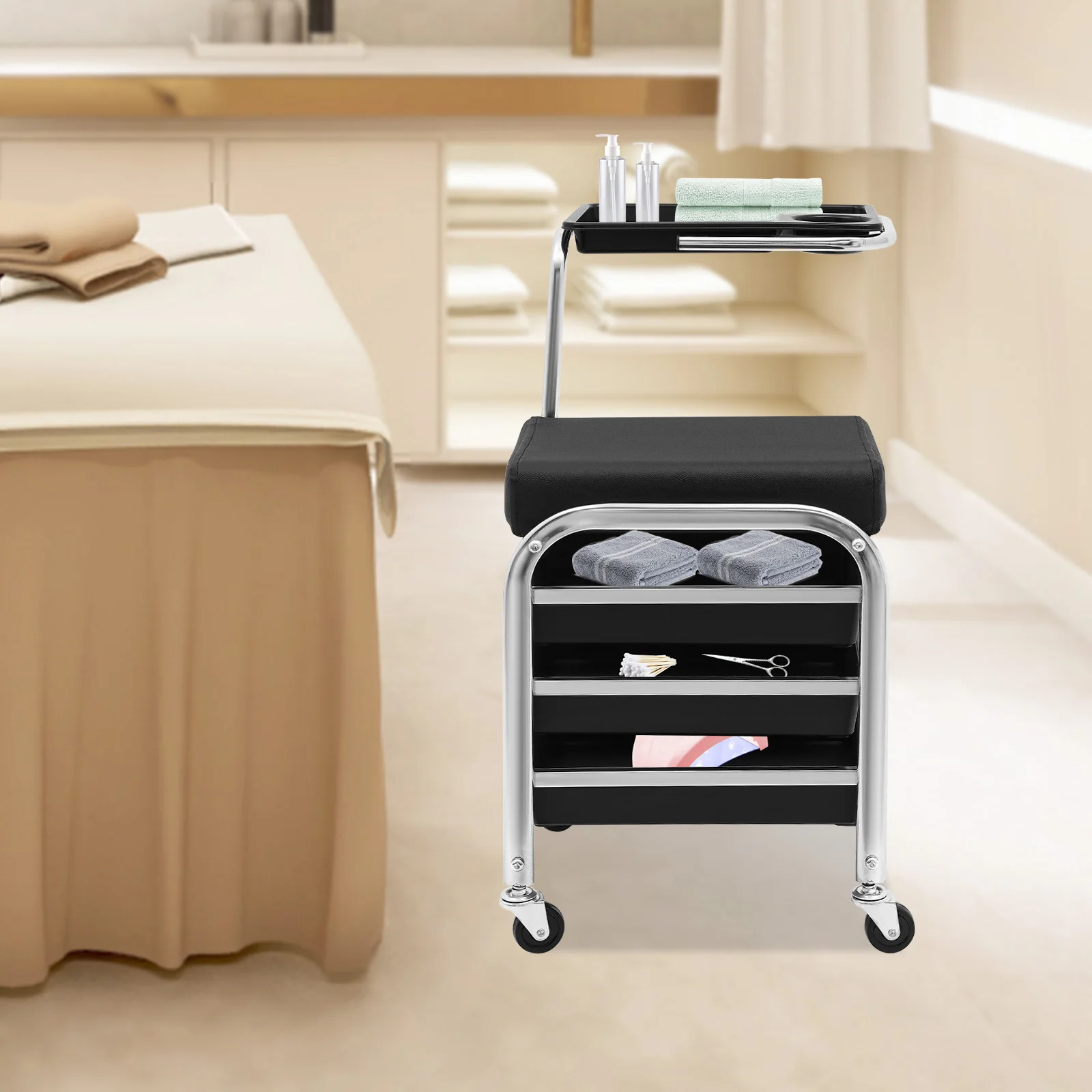

Manicure and Pedicure Tool Storage Cart Corrosion Resistance Salon Cart Easy to Move Beauty Manicure Trolley for Homes/Offices