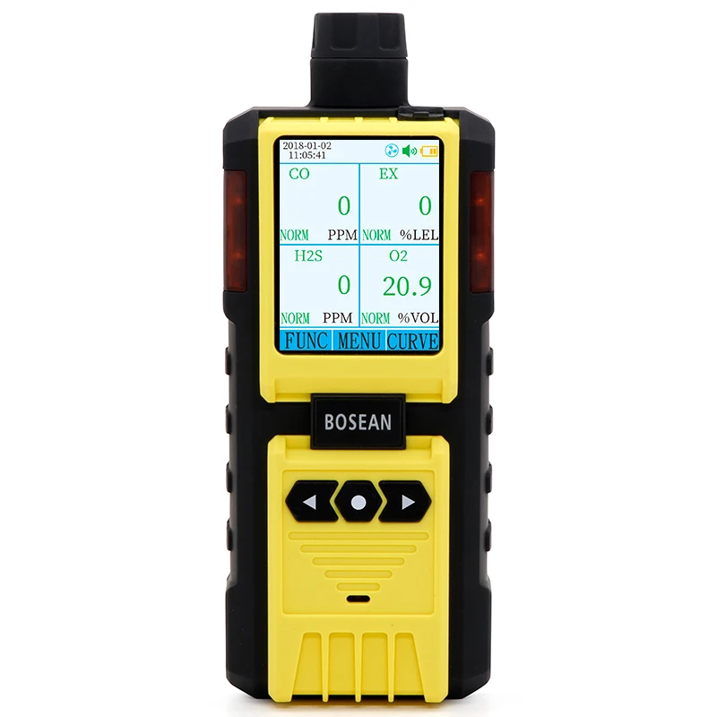 Multifunctional Gas Detector Portable Pumping Type EX H2S CO O2 Combustible Gas Real-time Monitor Sensor IP65 Waterproof 4 Alarm