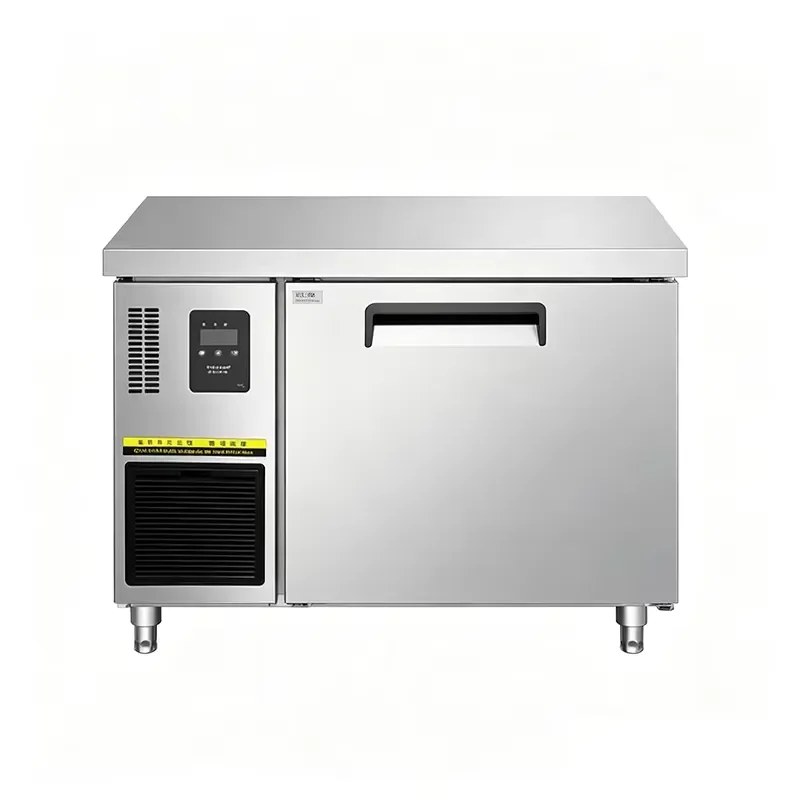 Commercial Fresh-keeping Workbench Console Freezer Milk Shop 330 W Single Door Flat Freezer Made in China