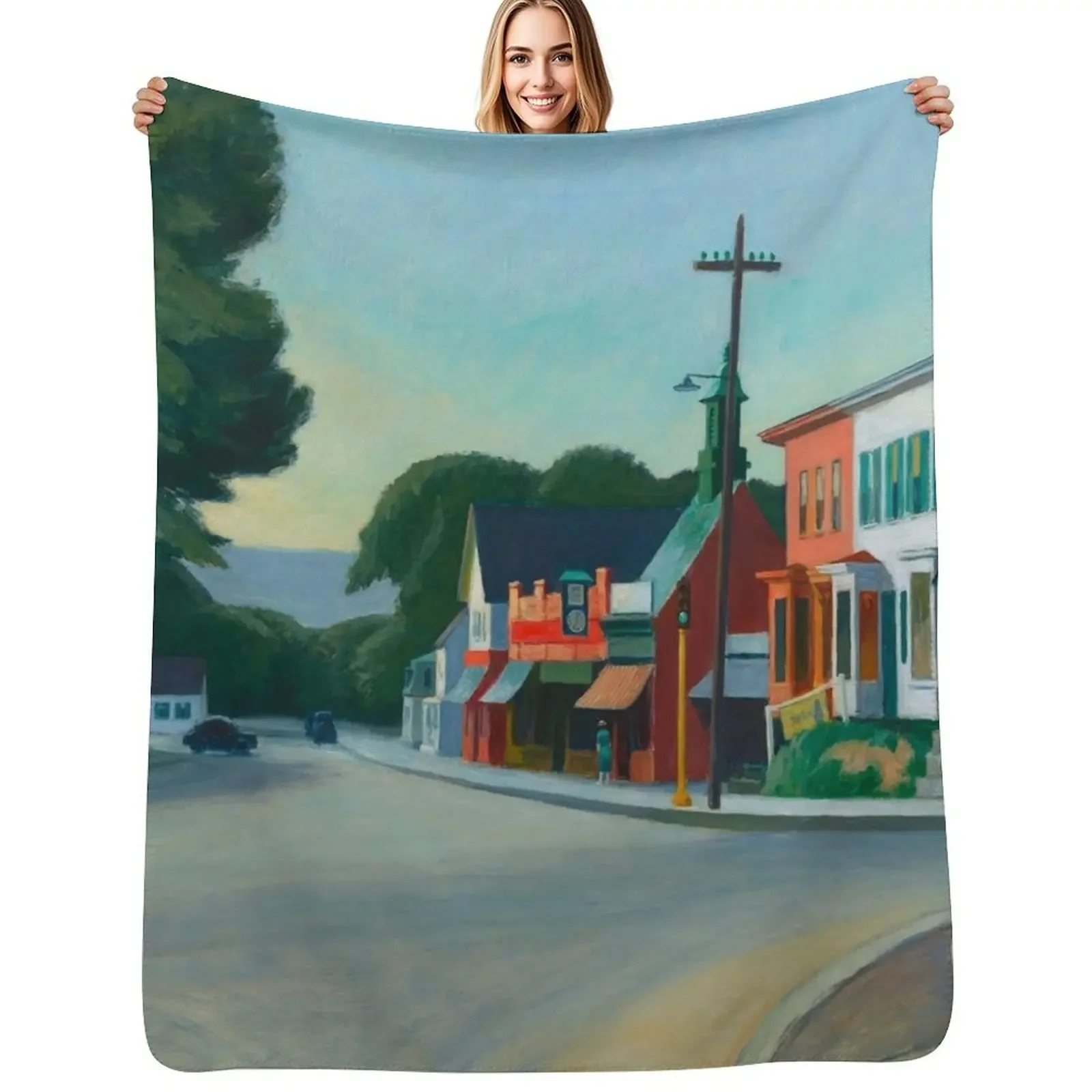

Edward Hopper - Gas station, Art reproduction Throw Blanket Bed covers Winter beds Decoratives Blanket