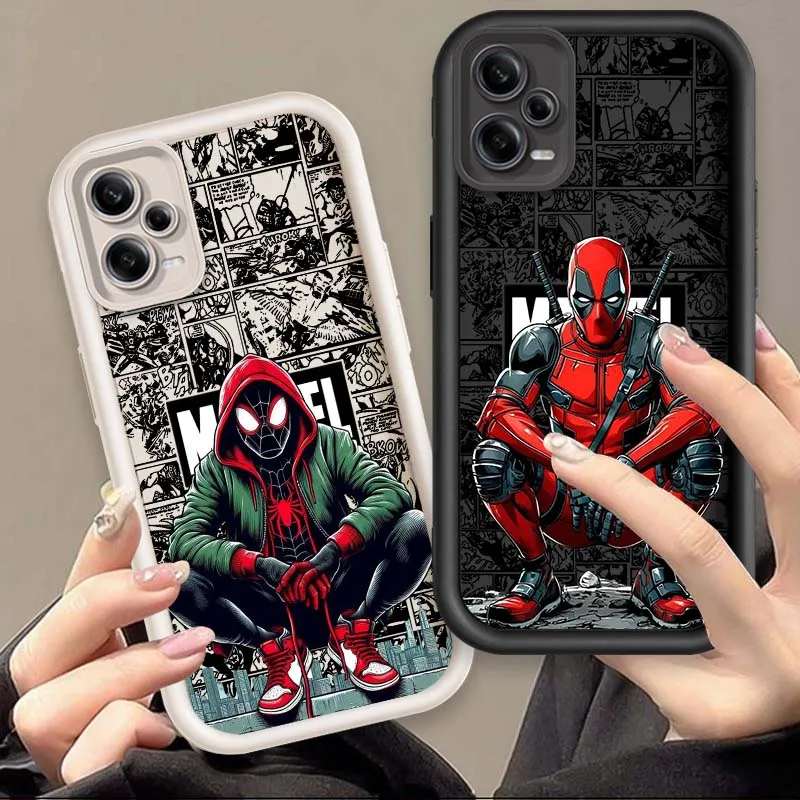 

Marvel Spider Man Deadpool For Xiaomi Redmi Note 14 13 13R 12 12R 11 11E 11T 11S Pro Plus 5G Eye Ladder Cover
