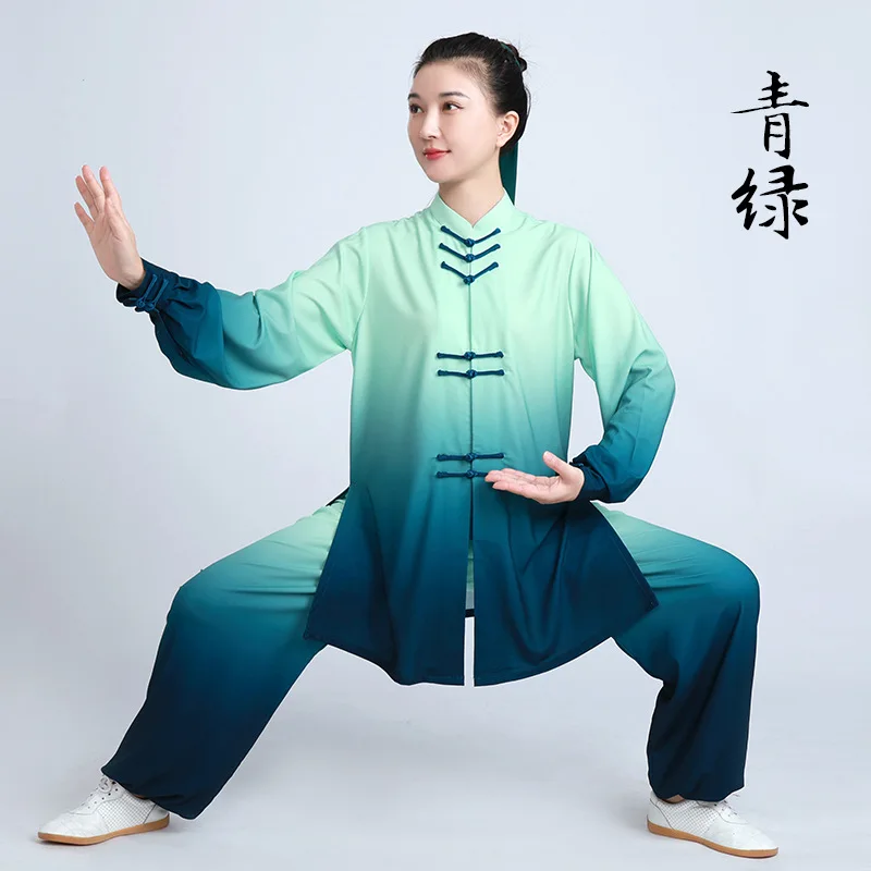 

Three Gradient Colors Chinese Martial Arts Performance Tai Uniform Gong fu Wushu Suit Taiji Clothing Women's New High-End