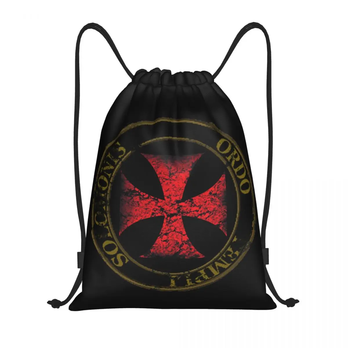 Templar Knight Seal Cross Didtressed Symbol Medieval Warrior Drawstring Backpack Bags Lightweight Gym Sports Sackpack Sacks Yoga