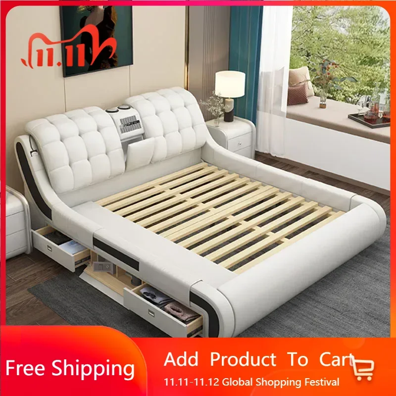 

Двуспальная кровать для хранения на террасе с ящиками, деревянная многофункциональная двуспальная кровать размера «king-size», современное Letto Show Cama, уникальная мебель