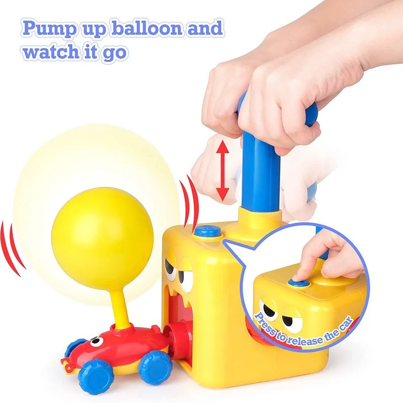 Kid\'s Balloon Power Starter Car Balloon Air Inflator Hand Push Mini Plastic Air Power Balloon Racing Car Toys Gift for Children