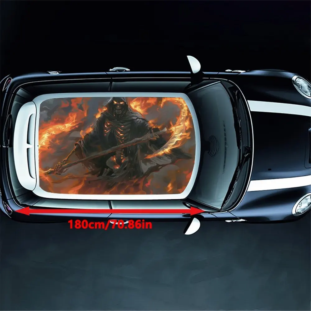 Inferno Skull pattern car vinyl wraps, car roof graphic stickers, create a unique ride