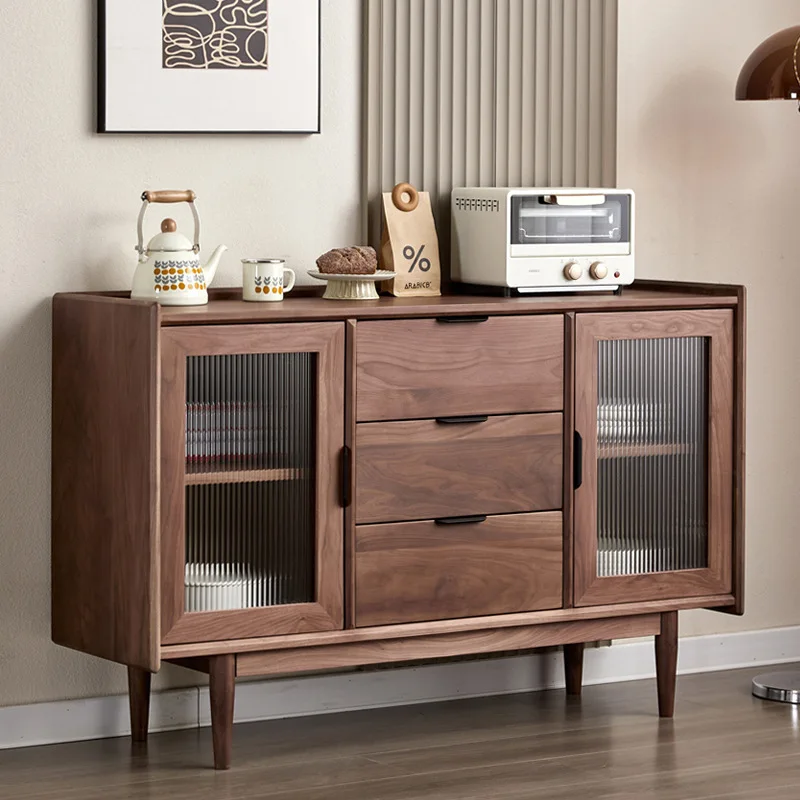 North American black walnut dining side cabinet Modern simple solid wood locker Multifunctional storage Tea cabinet Locker