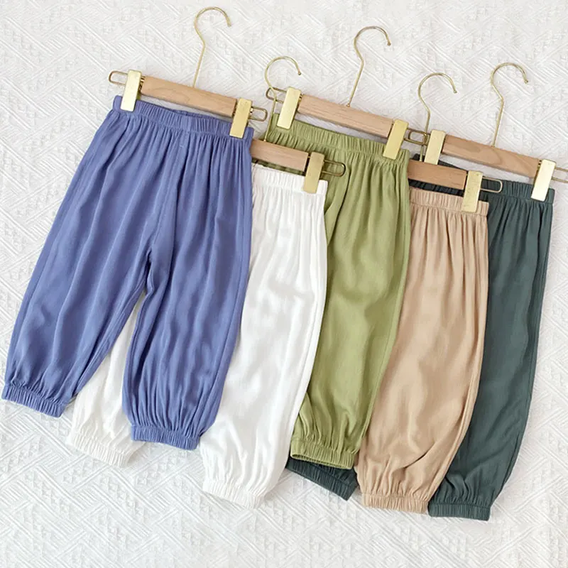 Baby Mosquito-proof Pants Summer Children Pants Ice Silk Bloomers for Boys Girls Teenager Air-conditioned Trousers Baby Joggers