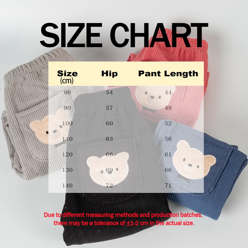 جديد الأطفال الخريف الشتاء الدافئة الصوف مبطن السراويل الطويلة سروال قصير مع جيوب الدب لطيف المألوف للأطفال عارضة طويلة بانت #2
