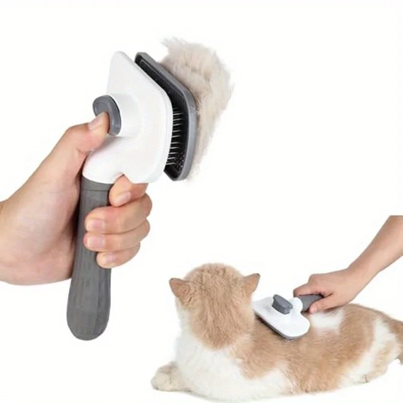 1 Selbstreinigende Katzen- und Hundebürste, hautfreundliche Schönheitsbürste für Haustiere, zur Haarentfernung bei Hunden und Katzen, einfach zu zerlegen.