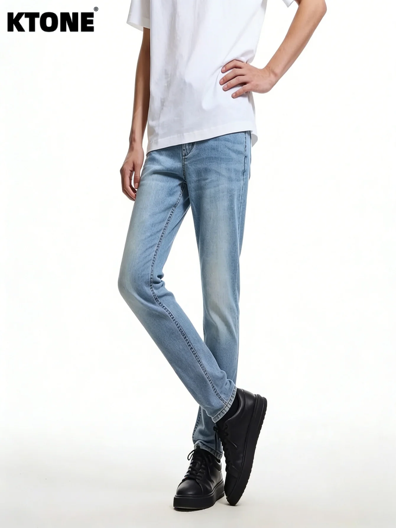 Plain Jeans Gender Neutral Blue Slim Denim Y2K Drip Original No accessories or belts included
