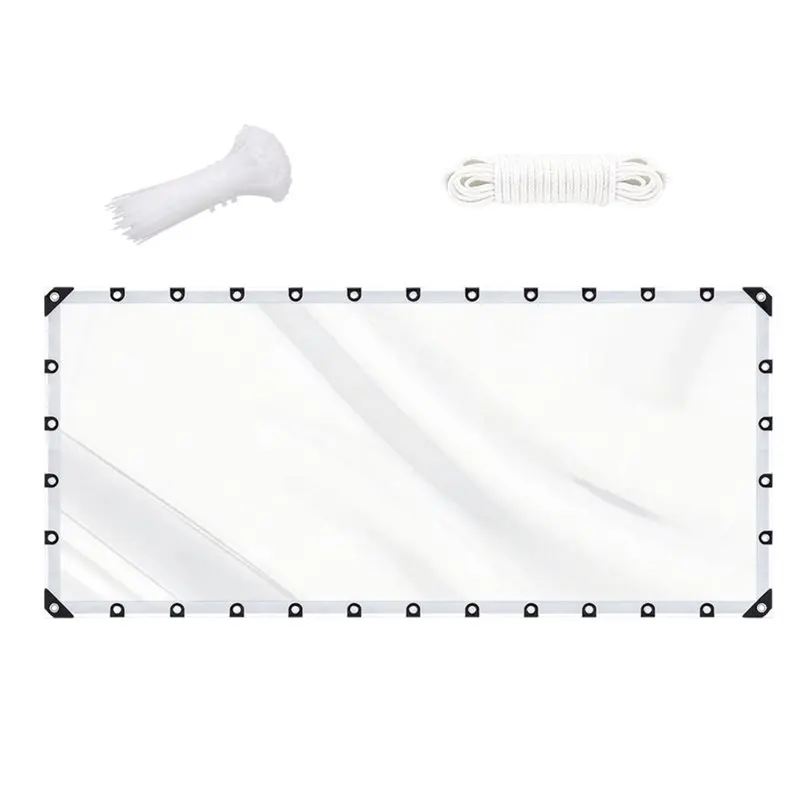 SOFT-Clear Tarps 8X20ft Waterproof Heavy Duty, Grommets Included, Upgraded Edges Heat Fused, For Patio Fencing