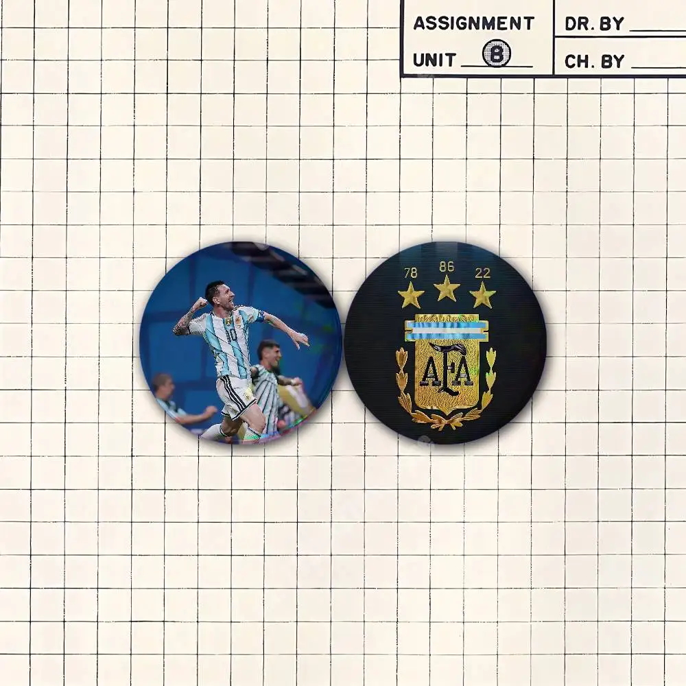 Argentina Futbol GOAT M-Messi-S Button Badge 2PC Sets for Bags & Clothes & Accessories Metal Pin Stylish Decoration
