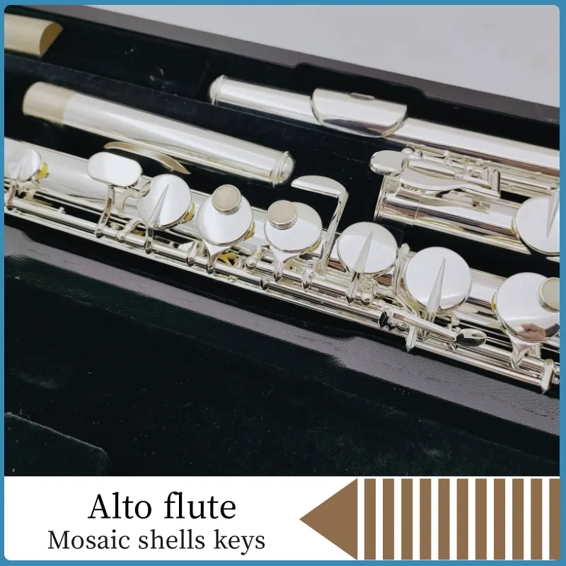 New Alto Flute G Tune 16 Closed Hole Mosaic shells Keys Sliver Plated Musical Instrument with case free shipping