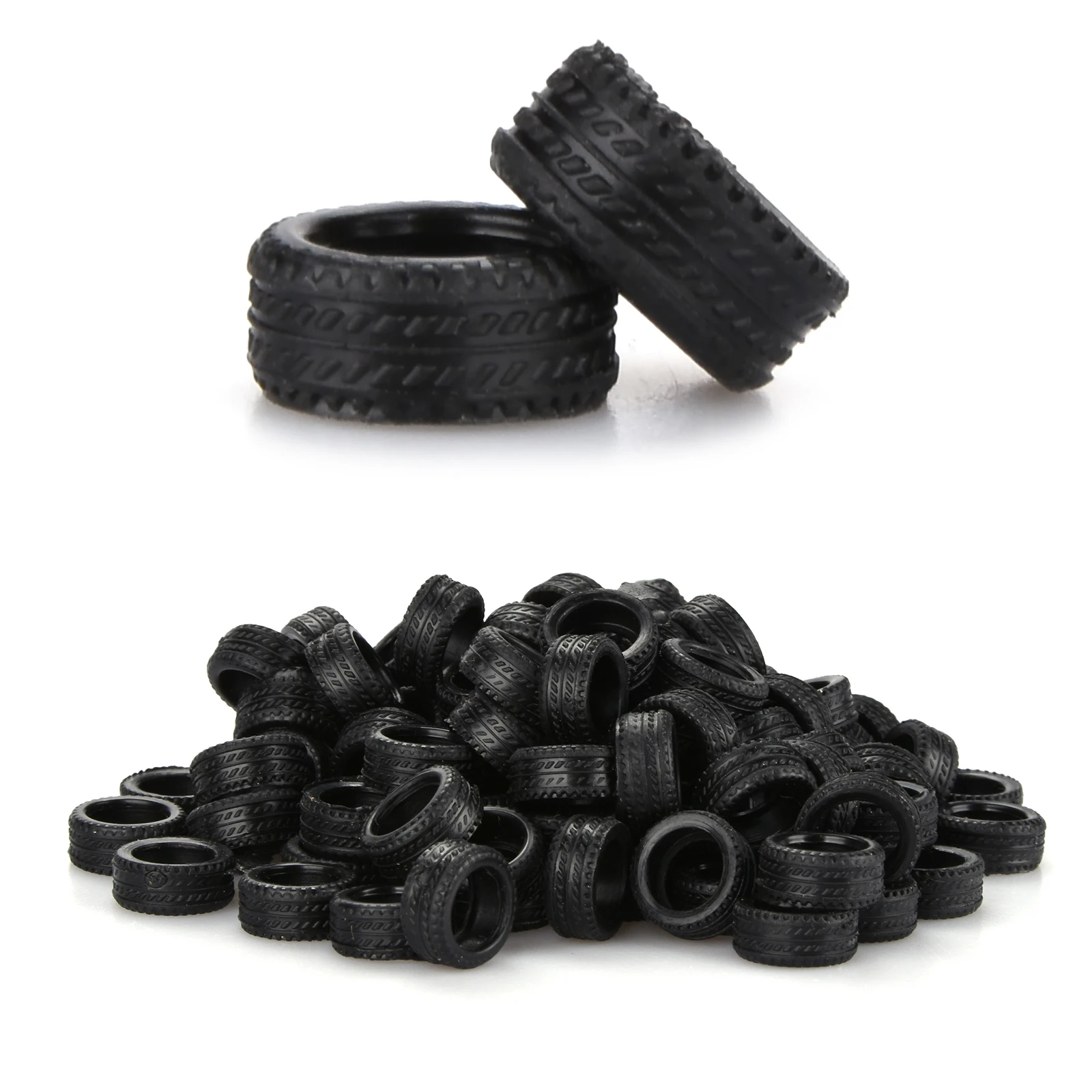 100Pcs/Box 1/64 RC Car Model Tires Rubber Tyre Tires Wheels 12mm*5mm Diorama Display Decoration Collection for 1/64 Car Model