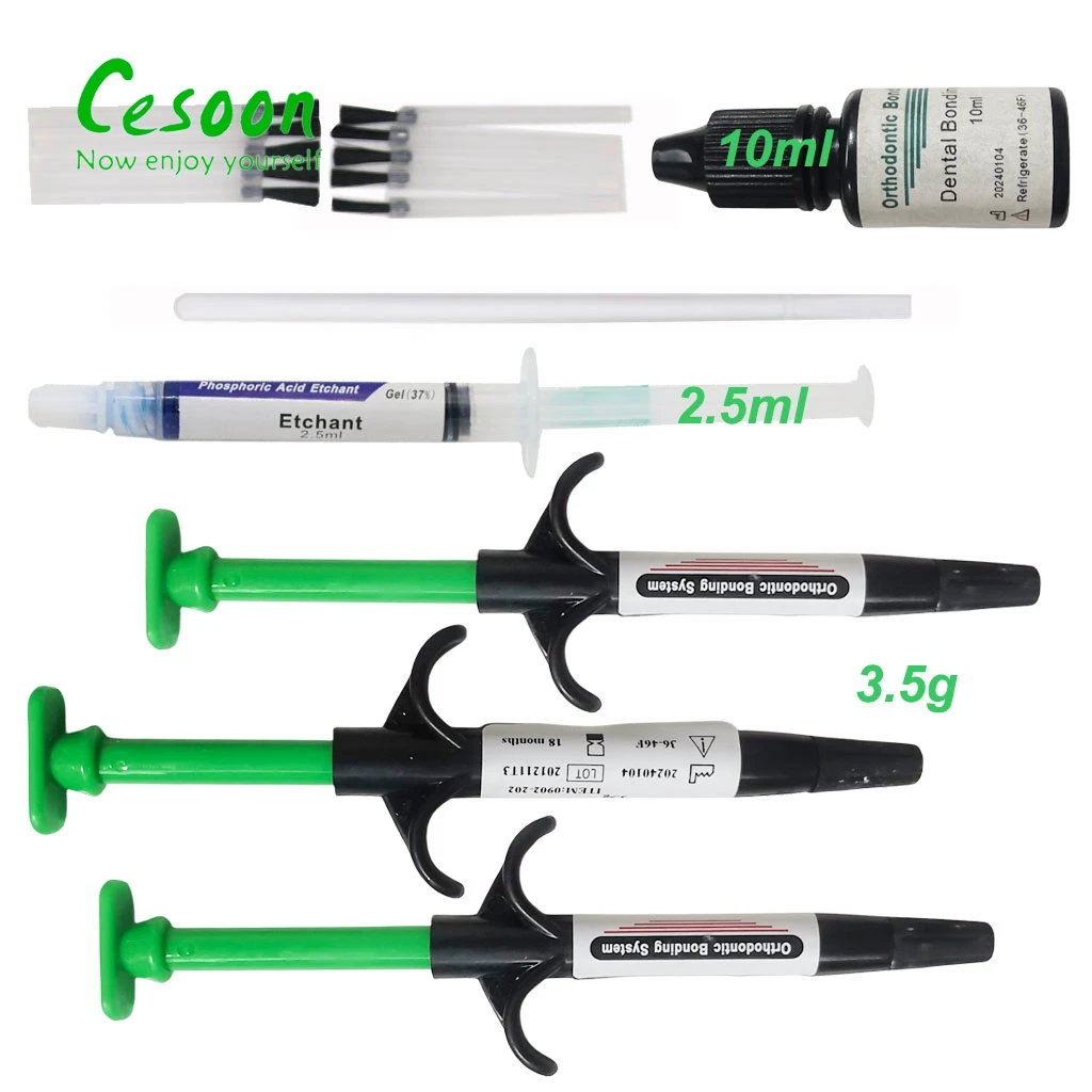 Cesoon Dental Orthodontic Adhesive Kit Light Cure Green Glue NO-MIX Direct Bonding System Dentist Ortho Resin Dentistry Material