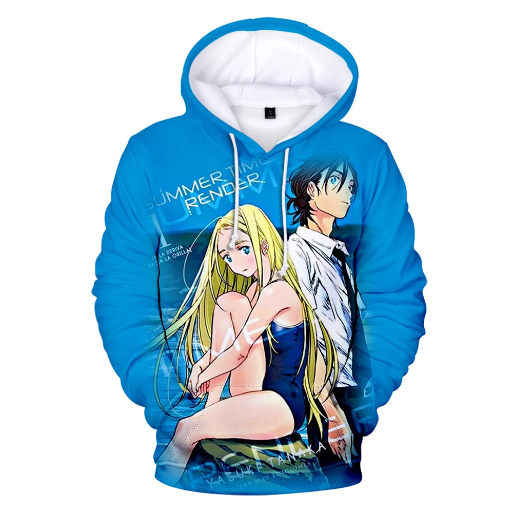 Manga Summer Time Rendering felpa con cappuccio manica lunga donna felpe con cappuccio da uomo Harajuku Streetwear abbigliamento Anime giapponese Plus Size