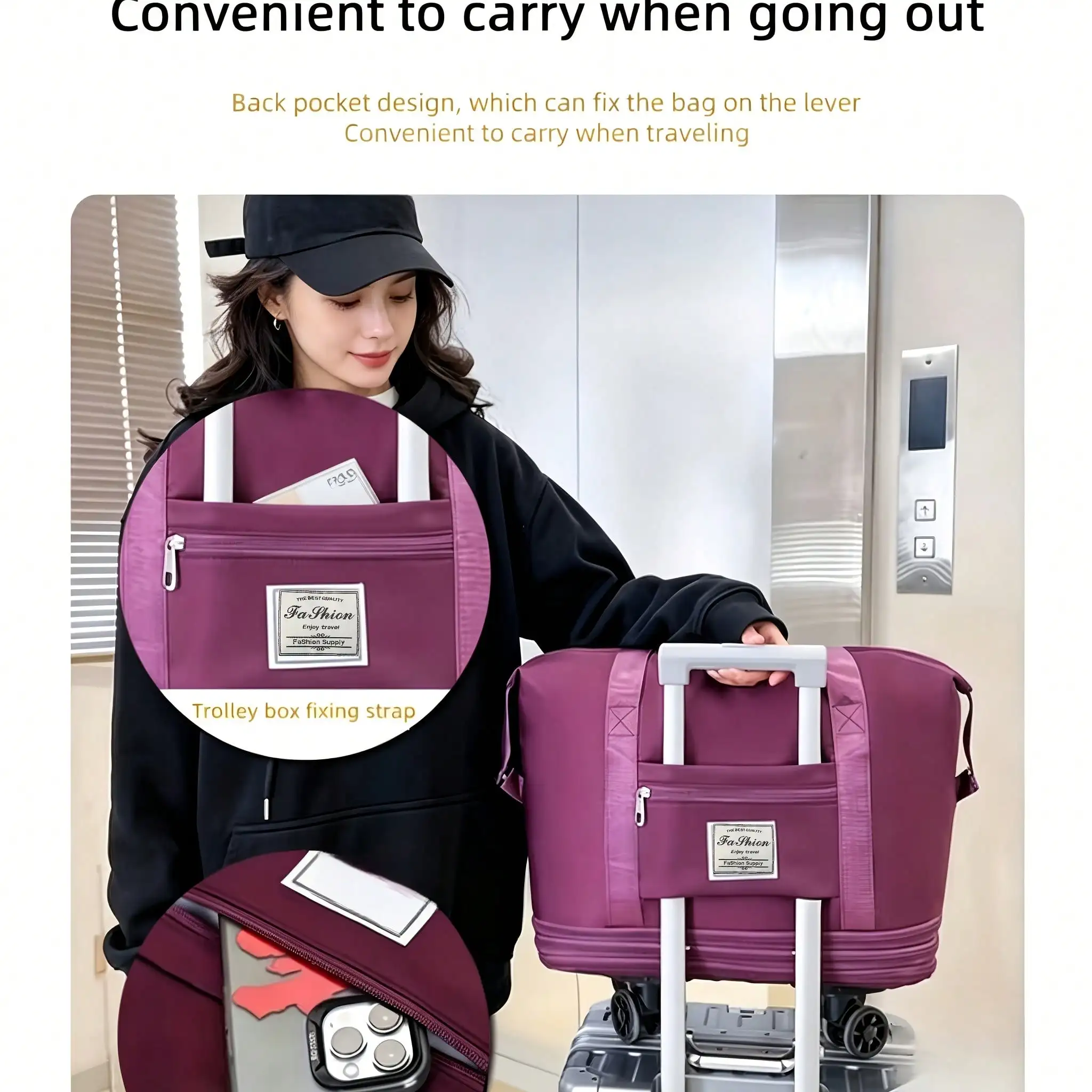Wheeled Rolling Travel Duffel Bag For Mom, Lightweight Portable Trolley Luggage With 3‑Tier Expandable Large‑Capacity Storage, Detachable Shoulder Strap, Multi‑Purpose Carry‑On Weekender Bag For Family Trips, Overnight & Maternity Travel