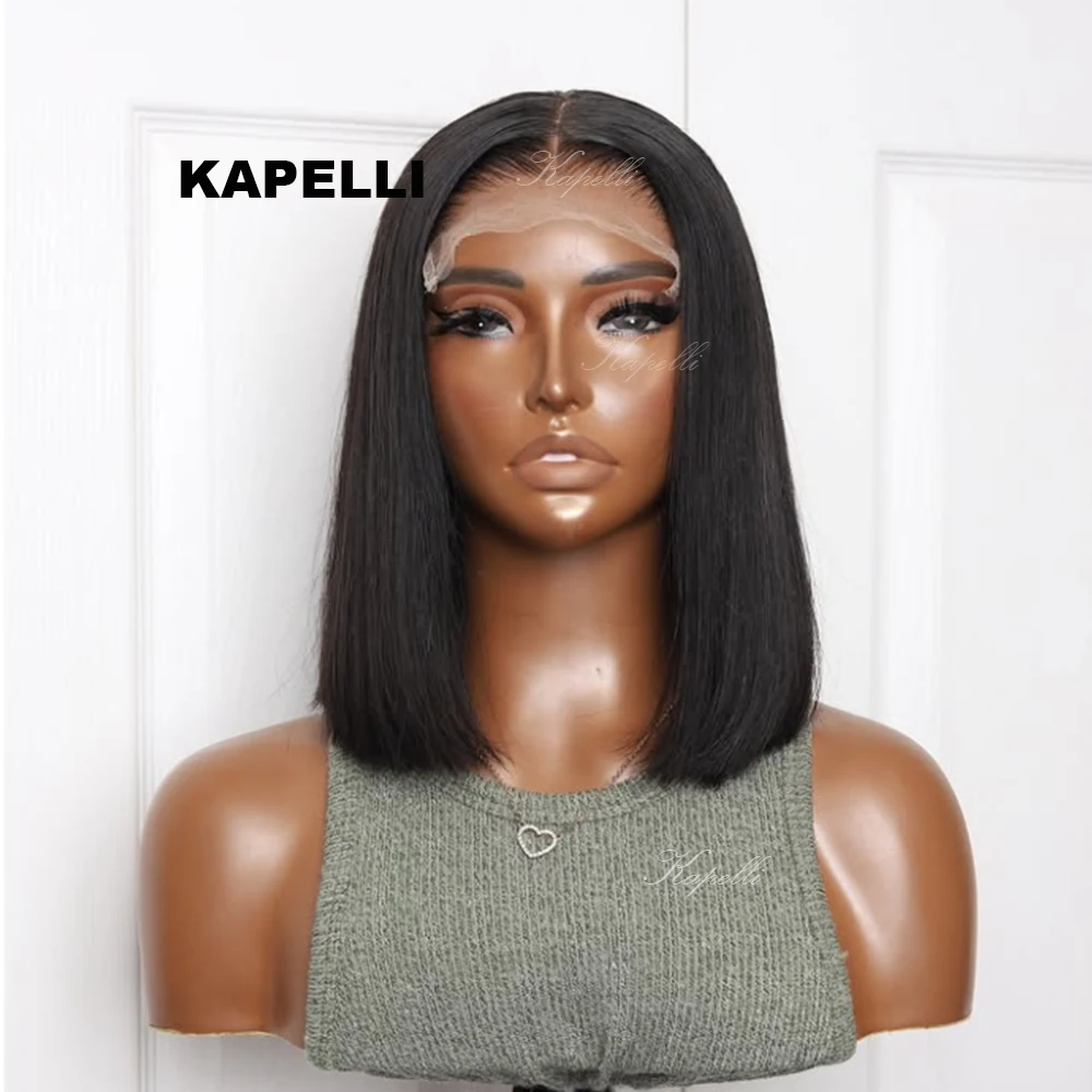 

250% Density Human Hair Bob Wig 13x4 Straight Lace Frontal Wigs Pre Plucked Hair Wigs Brazilian Remy Bone Straight Bob Hair Remy