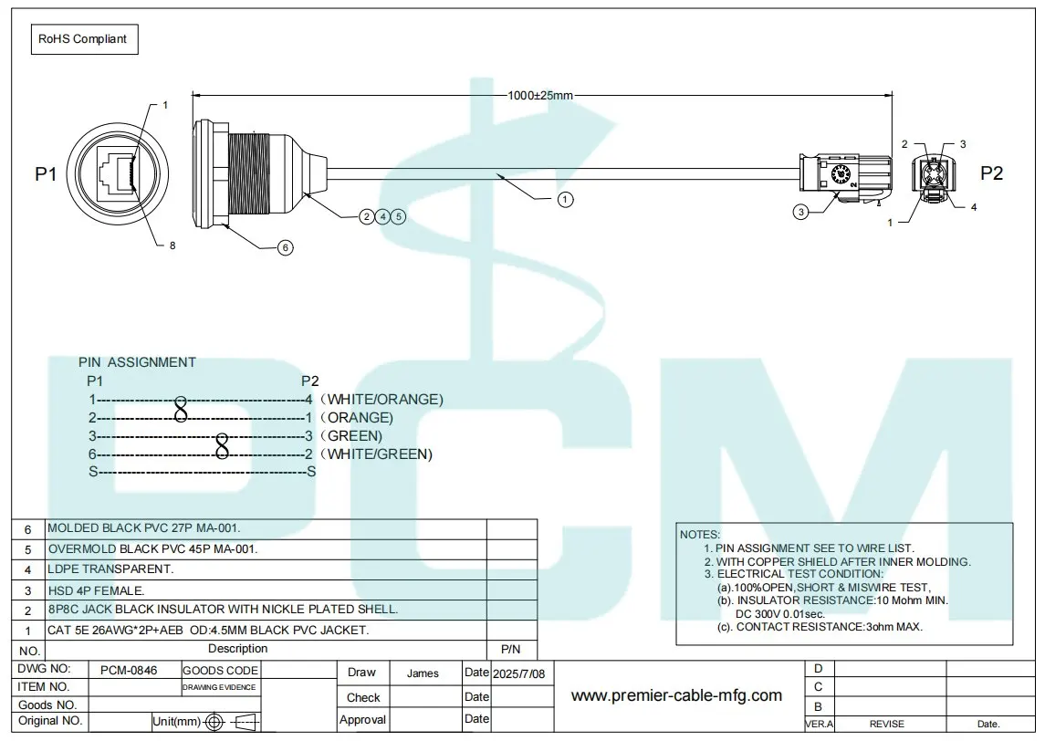 Flush-Panel-Mount HSD Z-Code Buchse auf RJ45 Cat5e Automotive Ethernet-Kabel 1Gbps, geschirmtes Netzwerk-LAN-LVDS-Kabel für ADAS – Detail 4